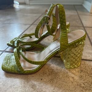 Antonio Melanie Green Sandals with Textured Heel